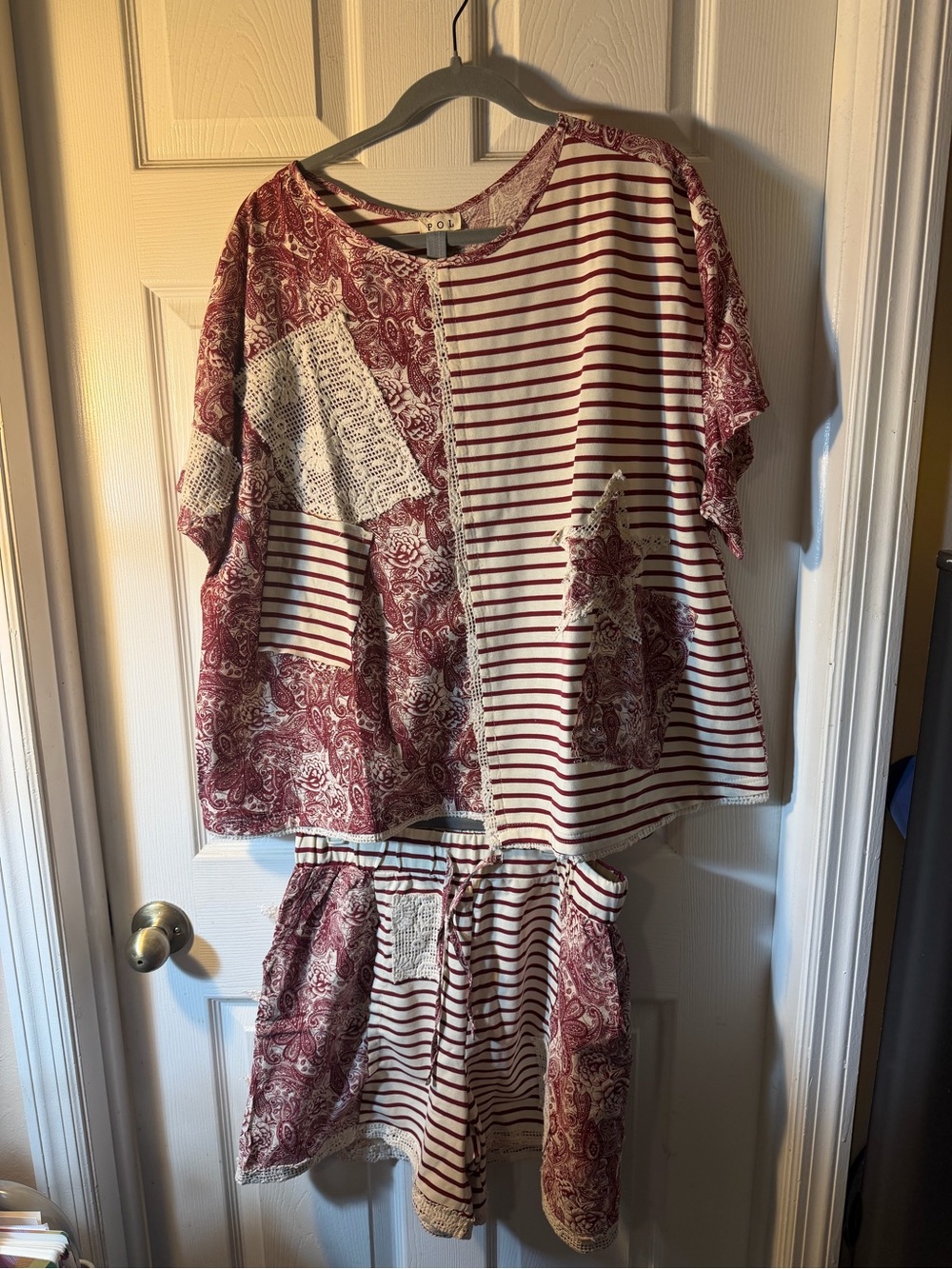 POL - Rustic Daydream Top & Short Set - Burgundy